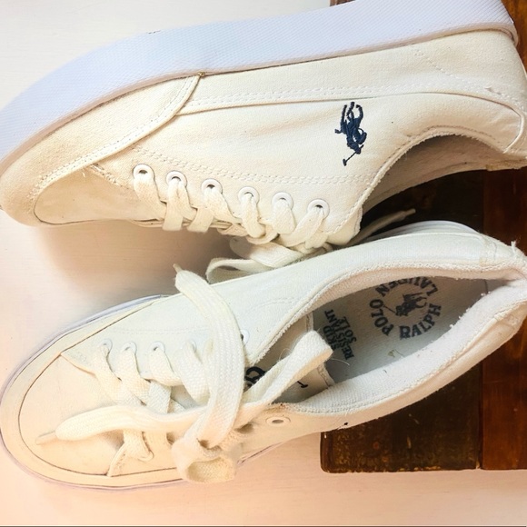 Ralph Lauren Polo  Shoes White Canvas Sz 7.5B - Picture 4 of 9